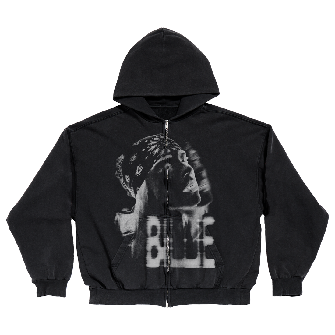 Billie Eilish Billie Bandana Black Zip Hoodie Kapuzenjacke 409063