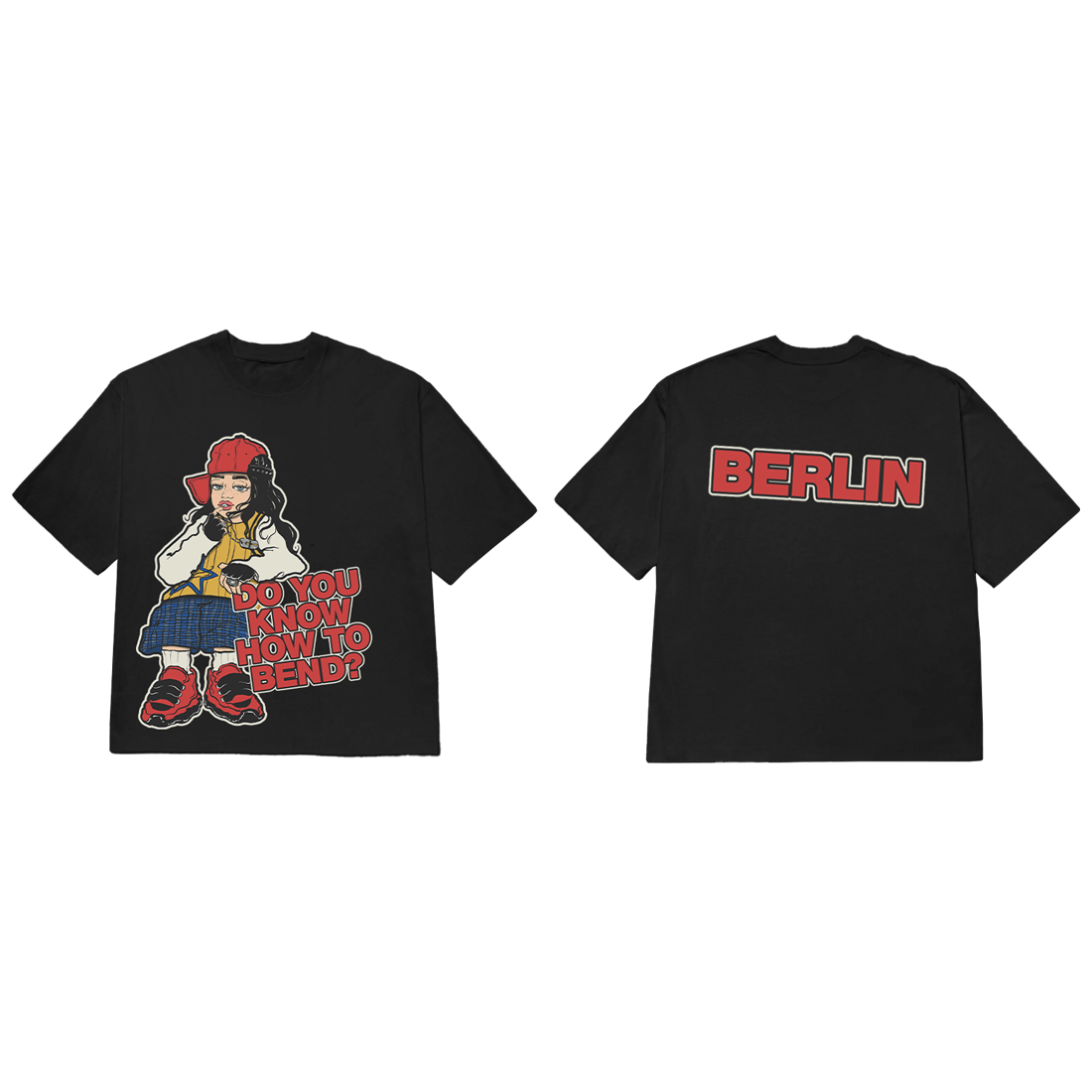 Billie Eilish Cartoon Bend Berlin Black T-Shirt T-Shirt 409173
