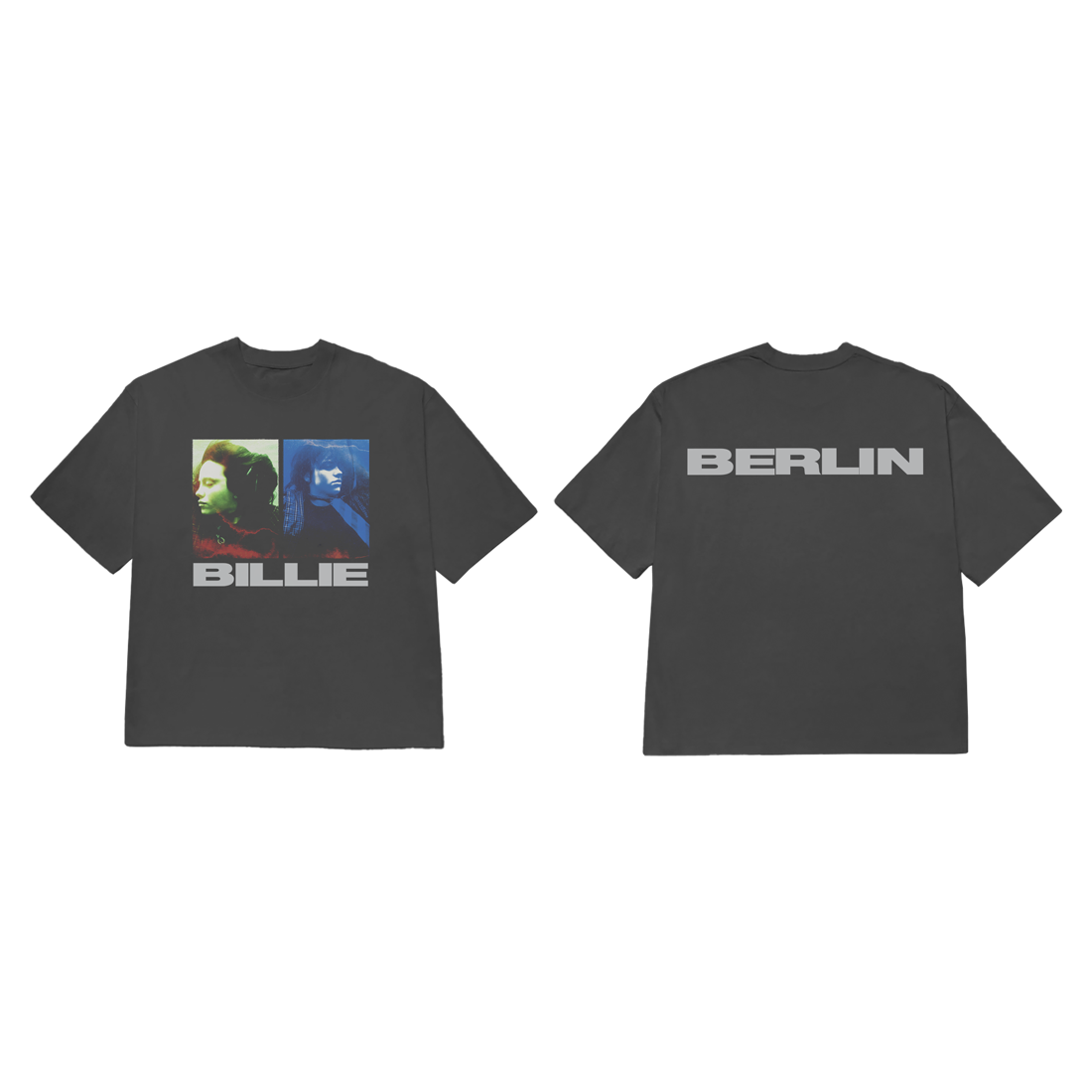Billie Eilish Dual Photo Berlin Washed Black T-Shirt T-Shirt 409053