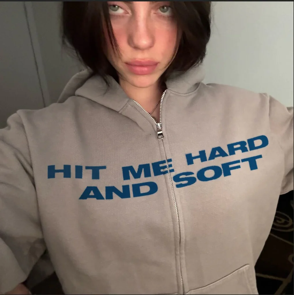 Billie Eilish HIT ME HARD AND SOFT Grey Zipper Hoodie 354950
